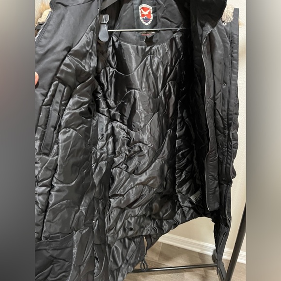 1 Madison Expedition Heritage Collection Woman Black Parka Hooded Coat-Preowned - Picture 7 of 11